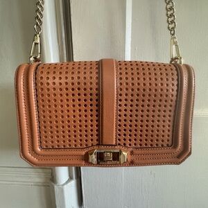 Rebecca Minkoff Love Tan Perforated Leather Crossbody Bag